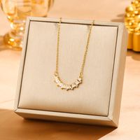 304 Stainless Steel 18K Gold Plated Sweet Simple Style Plating Inlay Solid Color Zircon Pendant Necklace main image 1