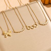 304 Stainless Steel 18K Gold Plated Sweet Simple Style Plating Inlay Solid Color Zircon Pendant Necklace main image 5