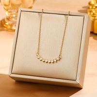 304 Stainless Steel 18K Gold Plated Sweet Simple Style Plating Inlay Solid Color Zircon Pendant Necklace main image 2