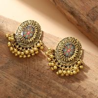 1 Pair Ethnic Style Bohemian Tassel Flower Plating Inlay Alloy Plastic Patch Drop Earrings main image 4