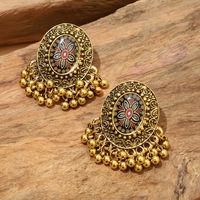 1 Pair Ethnic Style Bohemian Tassel Flower Plating Inlay Alloy Plastic Patch Drop Earrings main image 3