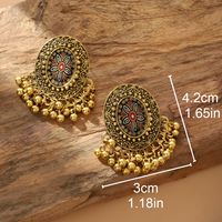 1 Pair Ethnic Style Bohemian Tassel Flower Plating Inlay Alloy Plastic Patch Drop Earrings main image 2
