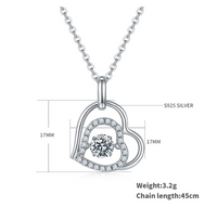 Sterling Silver Elegant Lady Modern Style GRA Certificate Inlay Heart Shape Moissanite Pendant Necklace main image 2