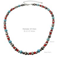 IG Style Simple Style Cross Round CCB Alloy Turquoise Beaded Unisex Pendant Necklace Necklace sku image 2