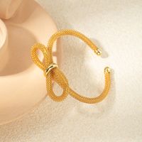 304 Stainless Steel Gold Plated Casual Elegant Romantic Bow Knot Bangle main image 4