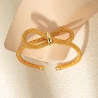 304 Stainless Steel Gold Plated Casual Elegant Romantic Bow Knot Bangle main image 7