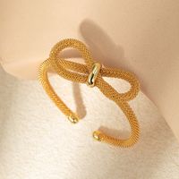 304 Stainless Steel Gold Plated Casual Elegant Romantic Bow Knot Bangle main image 5