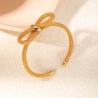 304 Stainless Steel Gold Plated Casual Elegant Romantic Bow Knot Bangle main image 6