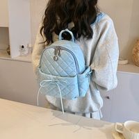 Medium Waterproof 13 Inch Plaid Solid Color Holiday Daily Women's Backpack main image 3