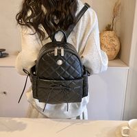 Medium Waterproof 13 Inch Plaid Solid Color Holiday Daily Women's Backpack main image 5