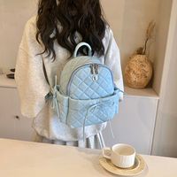 Medium Waterproof 13 Inch Plaid Solid Color Holiday Daily Women's Backpack sku image 2