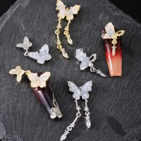 Sweet Shiny Butterfly Copper Inlaid Zircon Nail Decoration Accessories 6 Pieces main image 5