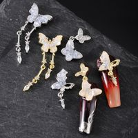 Sweet Shiny Butterfly Copper Inlaid Zircon Nail Decoration Accessories 6 Pieces main image 4