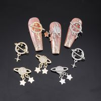 Luxurious Queen Shiny Galaxy Copper Inlaid Zircon Wear Manicure Nail Patches Nail Decoration Accessories 5 Pieces main image 2