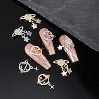 Luxurious Queen Shiny Galaxy Copper Inlaid Zircon Wear Manicure Nail Patches Nail Decoration Accessories 5 Pieces main image 6