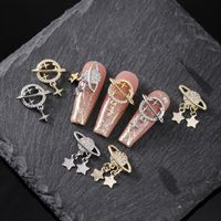 Luxurious Queen Shiny Galaxy Copper Inlaid Zircon Wear Manicure Nail Patches Nail Decoration Accessories 5 Pieces main image 1