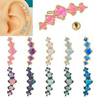 1 Piece Simple Style Classic Style Solid Color Plating Inlay 304 Stainless Steel Synthetic Opal Copper Synthetic Opal 18K Gold Plated Ear Studs main image 1