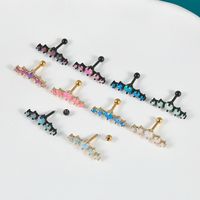 1 Piece Simple Style Classic Style Solid Color Plating Inlay 304 Stainless Steel Synthetic Opal Copper Synthetic Opal 18K Gold Plated Ear Studs main image 3