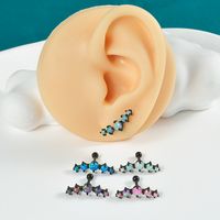 1 Piece Simple Style Classic Style Solid Color Plating Inlay 304 Stainless Steel Synthetic Opal Copper Synthetic Opal 18K Gold Plated Ear Studs main image 4