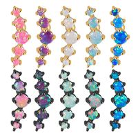 1 Piece Simple Style Classic Style Solid Color Plating Inlay 304 Stainless Steel Synthetic Opal Copper Synthetic Opal 18K Gold Plated Ear Studs main image 2