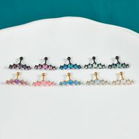 1 Piece Simple Style Classic Style Solid Color Plating Inlay 304 Stainless Steel Synthetic Opal Copper Synthetic Opal 18K Gold Plated Ear Studs main image 6