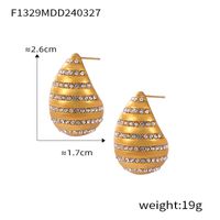 1 Pair Elegant Retro French Style Water Droplets Inlay Titanium Steel Rhinestones 18K Gold Plated Ear Studs sku image 5