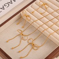 Titanium Steel 18K Gold Plated IG Style Simple Style Bow Knot Earrings Necklace main image 9