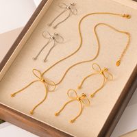 Titan Stahl 18 Karat Vergoldet IG-Stil Einfacher Stil Bogenknoten Ohrringe Halskette main image 8