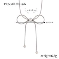 Titanium Steel 18K Gold Plated IG Style Simple Style Bow Knot Earrings Necklace main image 2