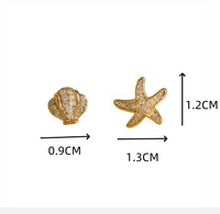Copper Elegant Starfish Shell Zircon Ear Studs main image 2