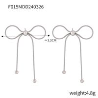 Titanium Steel 18K Gold Plated IG Style Simple Style Bow Knot Earrings Necklace sku image 1