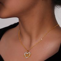 Titanium Steel 18K Gold Plated Casual Sweet Simple Style Inlay Infinity Heart Shape Bow Knot Rhinestones Zircon Earrings Necklace main image 5