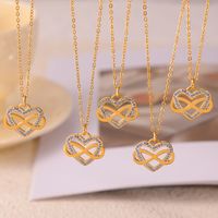 Titanium Steel 18K Gold Plated Casual Sweet Simple Style Inlay Infinity Heart Shape Bow Knot Rhinestones Zircon Earrings Necklace main image 8