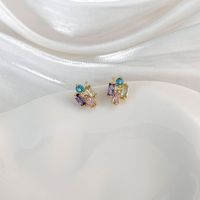1 Pair Elegant Romantic Shiny Heart Shape Bow Knot Hollow Out Inlay Copper Zircon Ear Studs main image 5