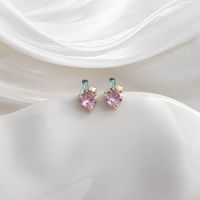 1 Paire Élégant Romantique Brillant Forme De Cœur Noeud D'Arc Évider Incruster Le Cuivre Zircon Boucles D'Oreilles main image 6