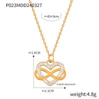 Titanium Steel 18K Gold Plated Casual Sweet Simple Style Inlay Infinity Heart Shape Bow Knot Rhinestones Zircon Earrings Necklace sku image 3