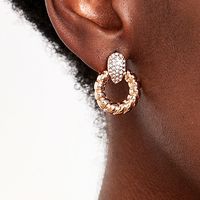 1 Pair Casual Simple Style Circle Hollow Out Inlay Zinc Alloy Rhinestones Drop Earrings main image 1
