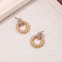 1 Pair Casual Simple Style Circle Hollow Out Inlay Zinc Alloy Rhinestones Drop Earrings main image 3