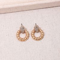 1 Pair Casual Simple Style Circle Hollow Out Inlay Zinc Alloy Rhinestones Drop Earrings main image 4