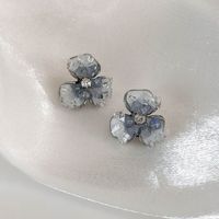 1 Par Elegante Brillante Flor Embutido Aleación De Zinc Diamantes De Imitación sku image 1