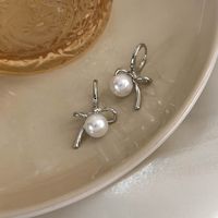 1 Pair Elegant Luxurious Bow Knot Patchwork Imitation Pearl Alloy Drop Earrings main image 6