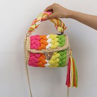 Women's Polyester Color Block Elegant Ethnic Style Square Lock Clasp Handbag sku image 8