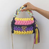 Women's Polyester Color Block Elegant Ethnic Style Square Lock Clasp Handbag sku image 5