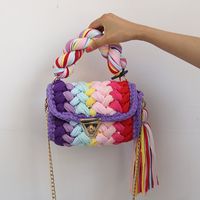 Women's Polyester Color Block Elegant Ethnic Style Square Lock Clasp Handbag sku image 9