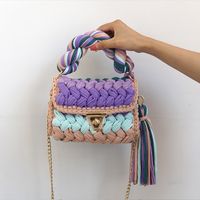 Women's Polyester Color Block Elegant Ethnic Style Square Lock Clasp Handbag sku image 6