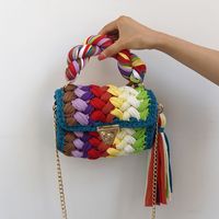 Women's Polyester Color Block Elegant Ethnic Style Square Lock Clasp Handbag sku image 7