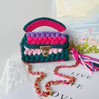 Women's Polyester Color Block Elegant Ethnic Style Square Lock Clasp Handbag sku image 12