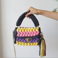 Women's Polyester Color Block Elegant Ethnic Style Square Lock Clasp Handbag sku image 15