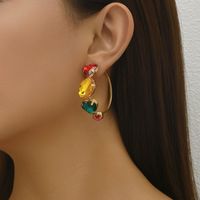 1 Pair IG Style Shiny Geometric Inlay Alloy Rhinestones Earrings sku image 1