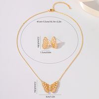 Cobre Chapados en oro de 18k Elegante Señora Nupcial Embutido Mariposa Circón Aretes Collar main image 2